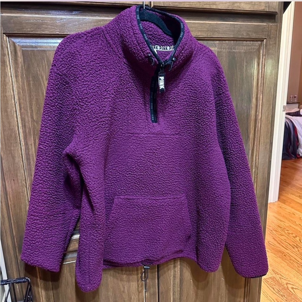 PINK Victoria's Secret Maroon/Purple Fleece Pullover